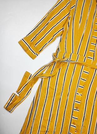 Платье женское желтое в полоску миди с поясом от бренда primark s2 фото