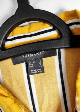 Платье женское желтое в полоску миди с поясом от бренда primark s5 фото