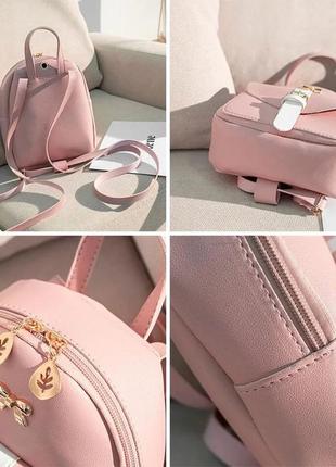 Рожевий стильний жіночий міні-рюкзак2 фото
