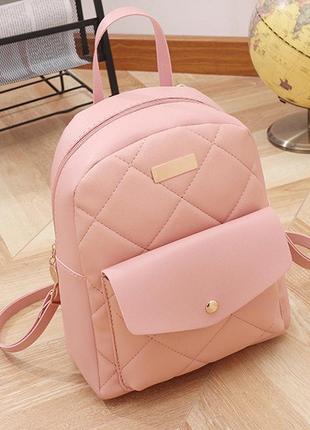 Стильный женский мини-рюкзак розовый1 фото