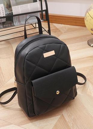 Стильный женский мини-рюкзак черный2 фото