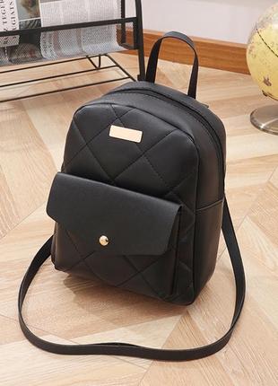 Стильный женский мини-рюкзак черный3 фото