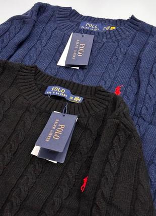 Polo ralph lauren шерстяной свитер мужской черный / синий2 фото