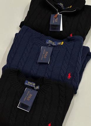 Polo ralph lauren шерстяной свитер мужской черный / синий3 фото