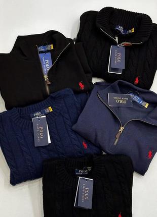 Polo ralph lauren шерстяной свитер мужской черный / синий5 фото