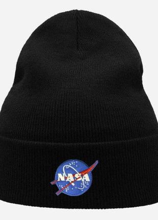 Зимняя шапка nasa / шапка nasa черная