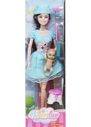Кукла "медсестра" с ребенком (в голубом платье)1 фото
