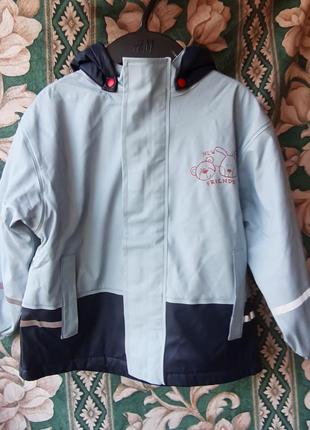 Детская куртка дождевик утепленная флис против дождя грязеприф осенне зимняя