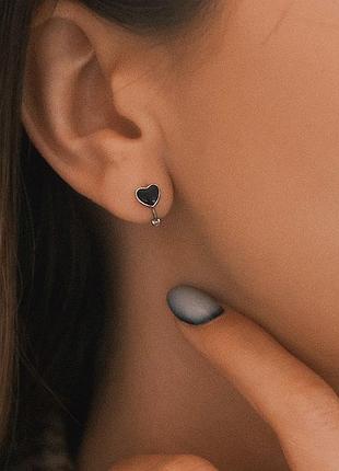Серебряные серьги сердце 925