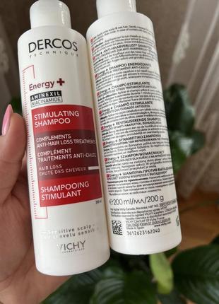 Тонізувальний шампунь для боротьби з випаданням волосся vichy dercos energy+ stimulating shampoo3 фото