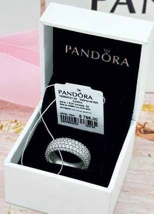 Срібна каблучка «три ряди паве» пандора 192634c01