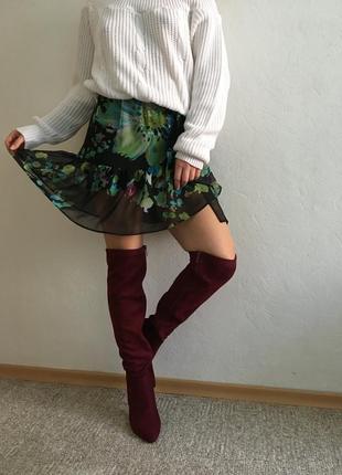 Актуальная шифоновая юбочка с имитацией на запах и красивым цветочным принтом2 фото