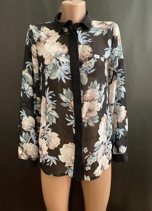 Прозрачная блузка блузка шифоновая оригинальная блуза в цветы1 фото