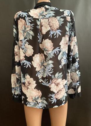 Прозрачная блузка блузка шифоновая оригинальная блуза в цветы2 фото