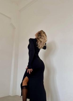 Облегающее платье макси с горловиной на молнии разрезом на ноге и вырезом для пальцев на рукавах🔥2 фото