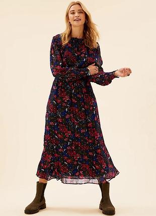 Натуральное шифоновое платье marks& spenser