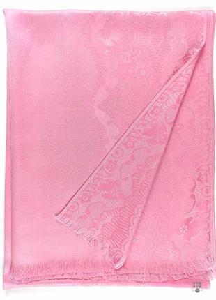 Роскошный палантин шелк шерсть шарф тканый узор жаккард гобелен пейсли розовый6 фото