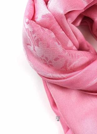 Роскошный палантин шелк шерсть шарф тканый узор жаккард гобелен пейсли розовый3 фото