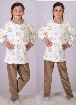 Пижама теплая махровая детская подростковая для девочек