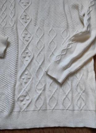 Вязаный белый свитер элегантный пуловер с воротником джемпер на осень и зиму6 фото