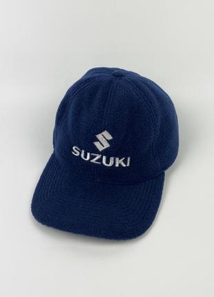 Флисовая кепка suzuki vintage темно синяя с ушами
