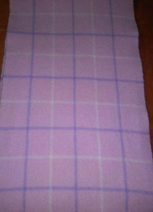 Розовый шерстяной шарф в клетку (100% шерсть)2 фото