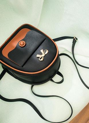 Стильный женский мини-рюкзак чёрный2 фото