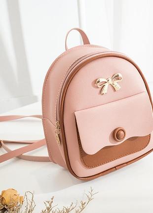 Стильный женский мини-рюкзак розовый2 фото