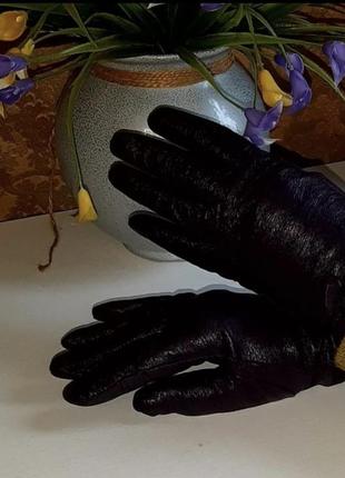 Шкіряні рукавички бузкові h&m3 фото