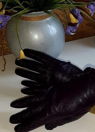 Шкіряні рукавички бузкові h&m1 фото