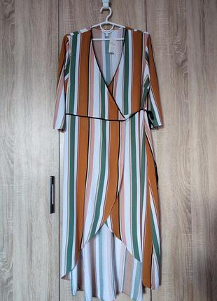 Новое натуральное полосатое платье платья платье размер 48-50