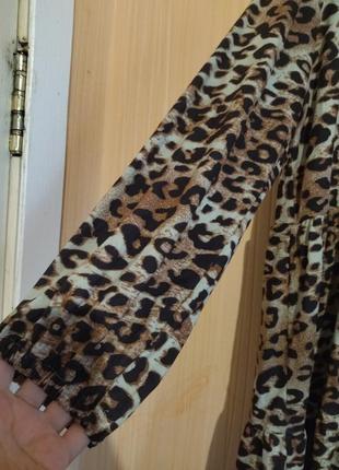 Тигристое платье с оборками5 фото