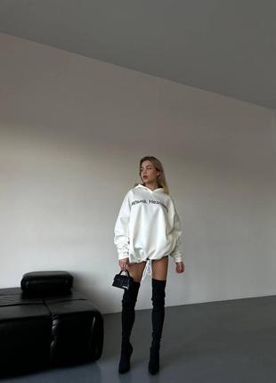 Теплое худи кофта оверсайз на флисе с накатом