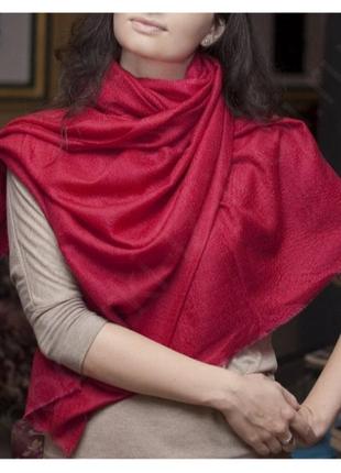 Шелковый большой шарф платок палантин огонь багровый непал1 фото
