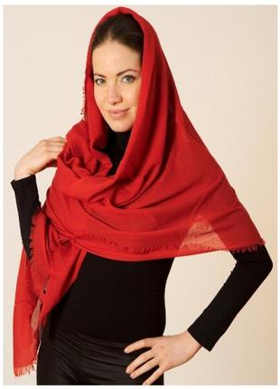 Шелковый большой шарф платок палантин огонь багровый непал3 фото