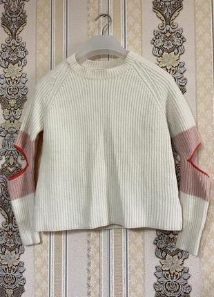 В'язаний светр, кремовый шерстяной свитер1 фото