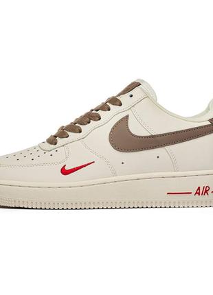 Кросівки жіночі / чоловічі бежеві / коричневі з шкіри nike air force 1 yohood rice white