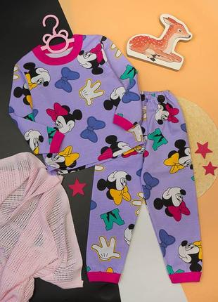 Утепленная пижама с начесом, теплая сиреневая пижама с начесом барбы, барби, минные маус, мишка1 фото