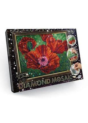 Алмазная живопись "diamond mosaic", "мак"1 фото