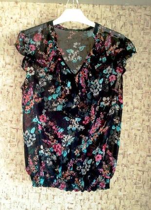 36-38 р. шифонова блузка в квіти на гумці atmosphere в подарок