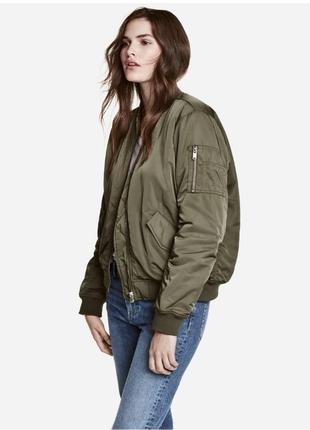 Бомбер оверсайз h&m хаки