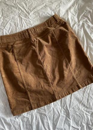 Вельветова спідниця коричнева юбка на ґдзиках2 фото