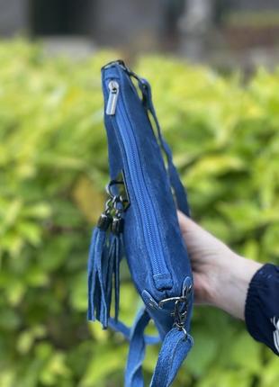 Замшевый синий клатч tianna, италия, цвета в ассортименте4 фото