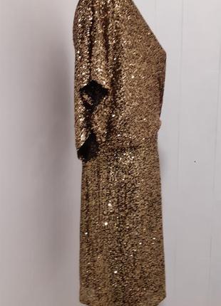 Блискуча  сукня-кімоно з золотими паєтками та запахом спереду f&f4 фото