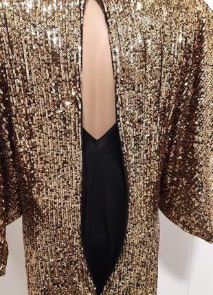 Блискуча  сукня-кімоно з золотими паєтками та запахом спереду f&f7 фото