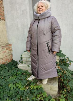 Зимнее женское пальто, большие размеры от 50-64
