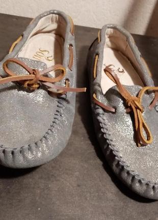 Шкіряні туфлі макасини сірі сріблясті soiree, р. 362 фото