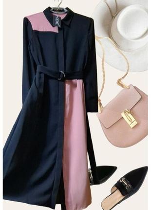 Платье черно-розовое миди стильное next4 фото