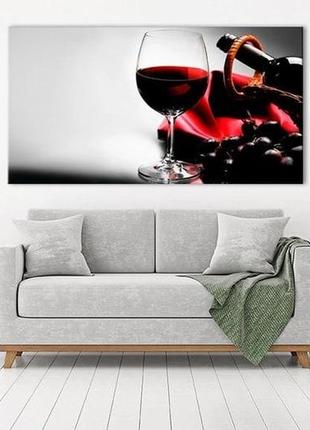 Картина на полотні на стіну для інтер`єру/спальні/прихожої dk келих вина (dkp4560-o703) 50х100 см2 фото