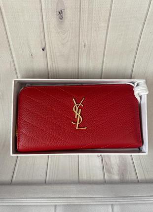 Кошелек ysl кожаный красный